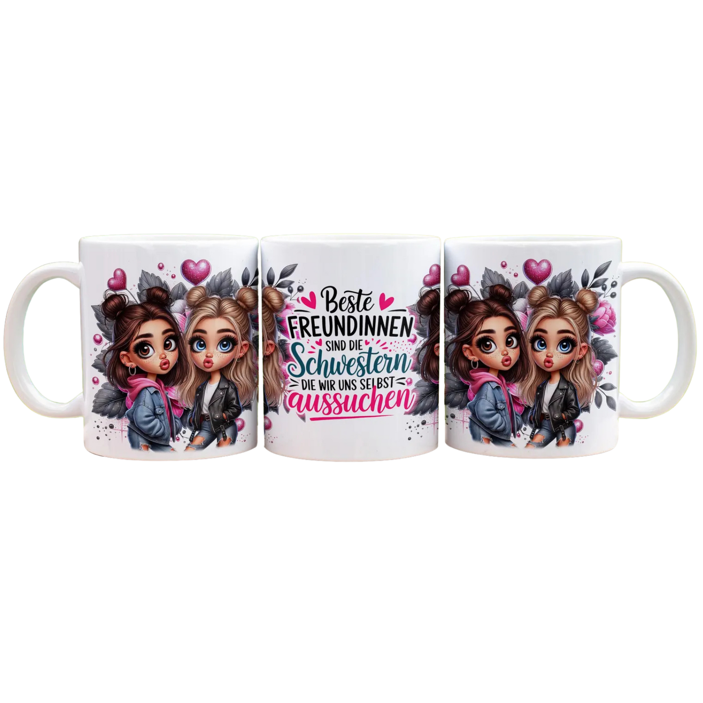 Beste Freundinnen sind die Schwestern die wir uns selbst aussuchen - Panorama Tasse Weiß