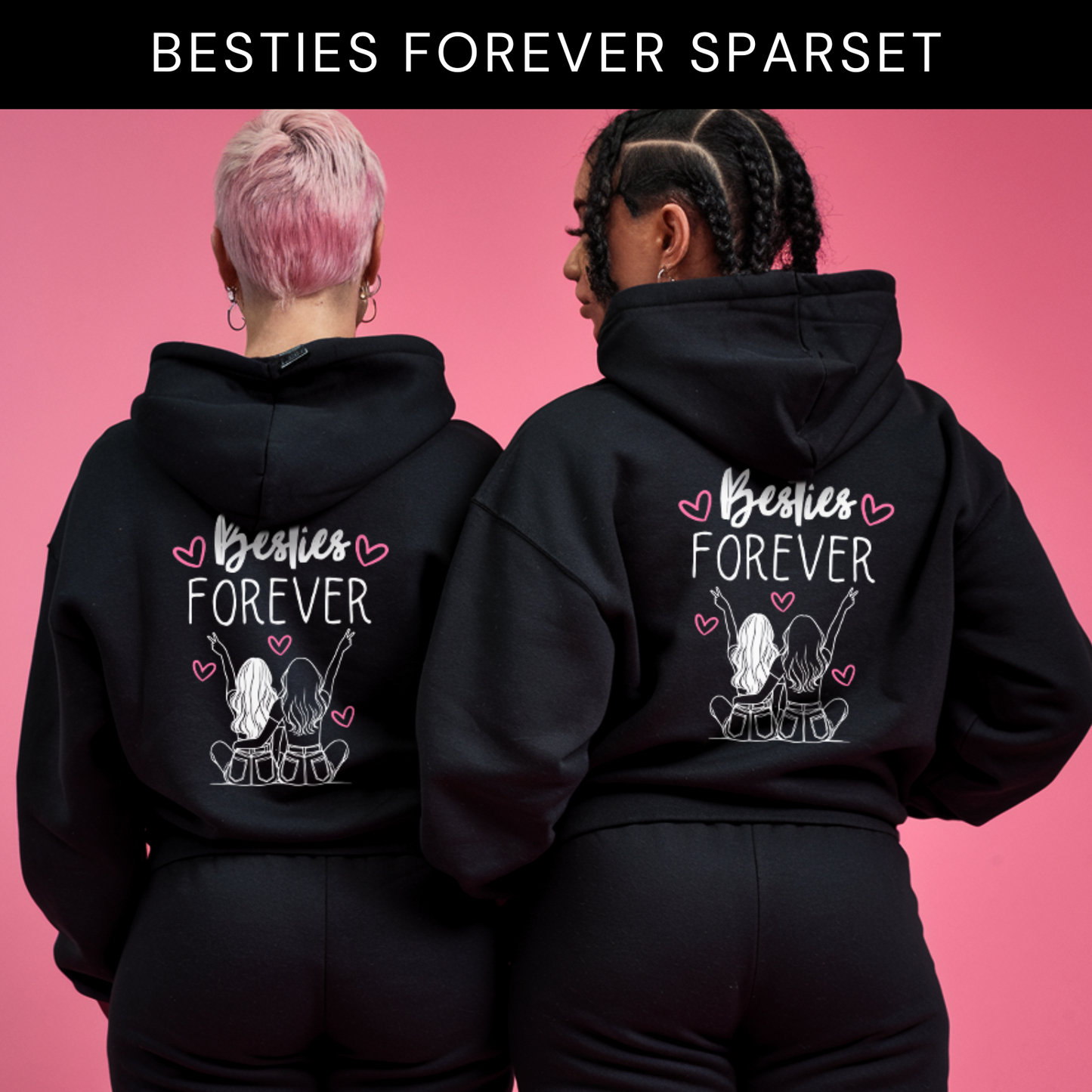"Besties Forever" Hoodie Sparbundle Schwarz