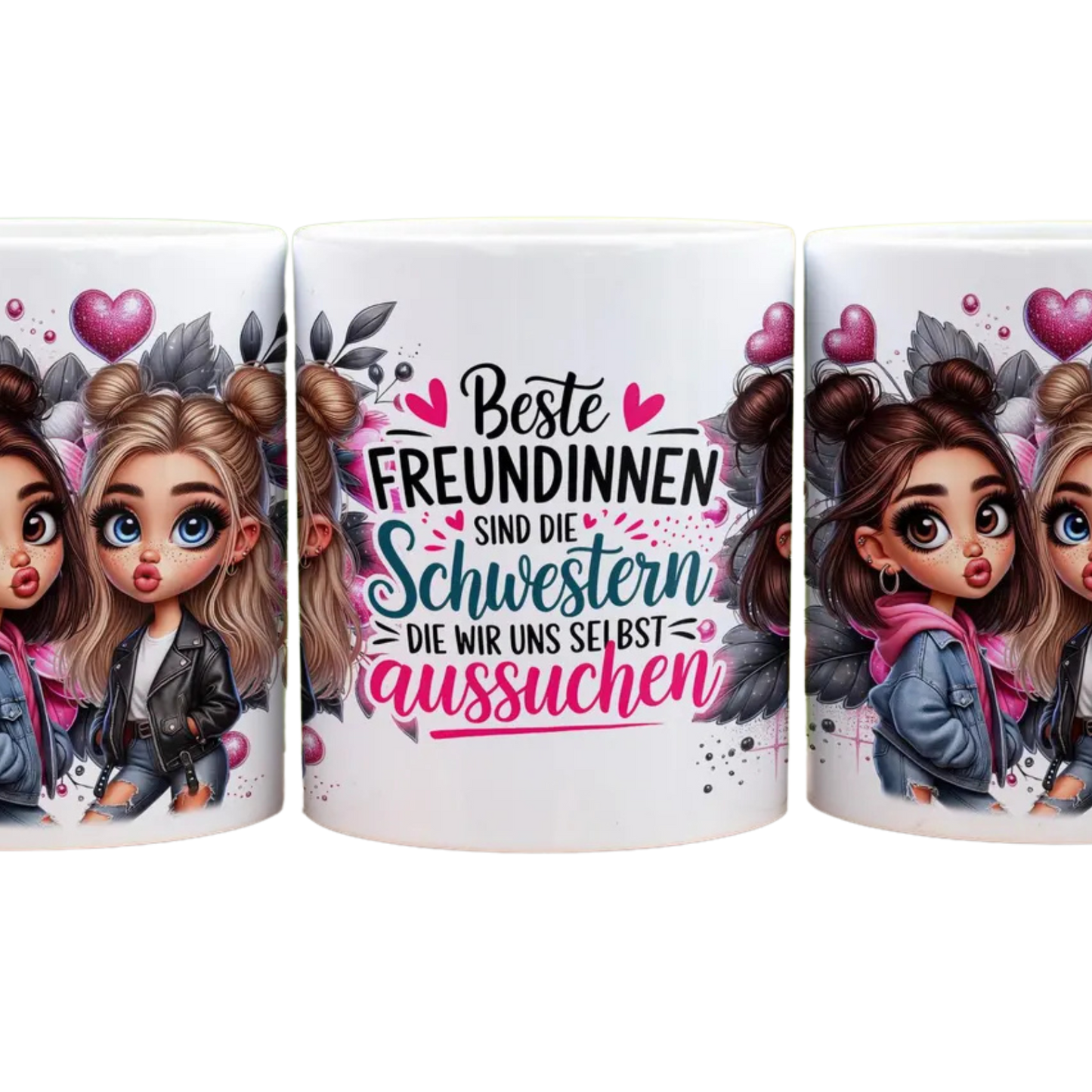Beste Freundinnen sind die Schwestern die wir uns selbst aussuchen - Panorama Tasse Weiß