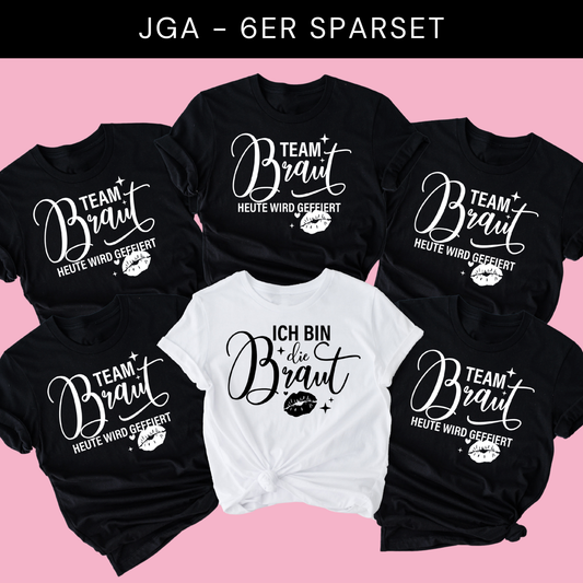 "Team Braut" T-Shirt Sparbundle 6 Stück