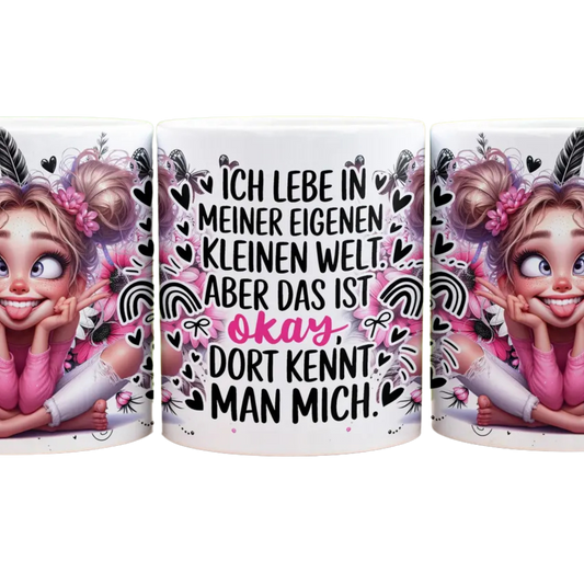 Ich lebe in meiner eigenen kleinen Welt - Panorama Tasse Weiß