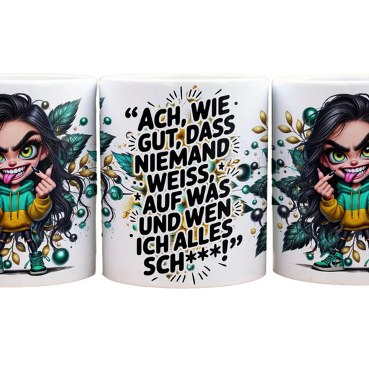 Ach wie gut das niemand weiss - Panorama Tasse Weiß