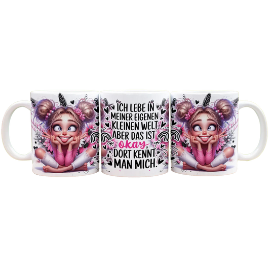 Ich lebe in meiner eigenen kleinen Welt - Panorama Tasse Weiß