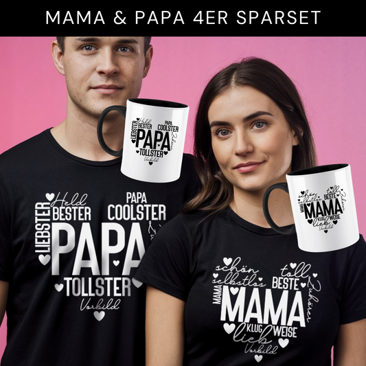 "Mama & Papa" T-Shirt & Tassen Sparbundle