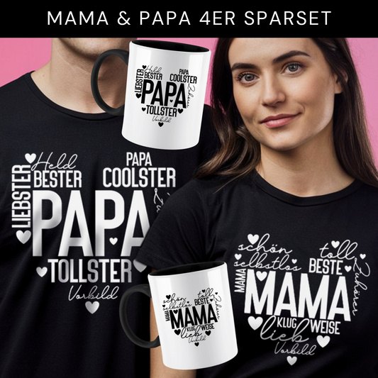 "Mama & Papa" T-Shirt & Tassen Sparbundle